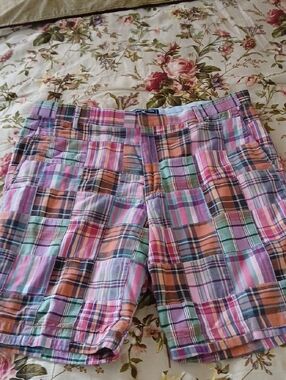 EUC - Classic Men's Colorful Madras Cotton Plaid Patchwork Shorts - 40